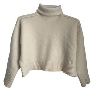 Loulou Studio Womens S Stintino Turtleneck Sweater Beige Wool Cashmere Crop